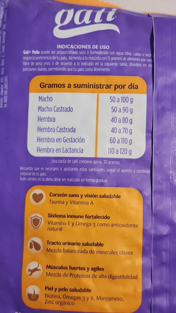 Comida para gatos, Gati pollo, 1kg, 1 kilogramo, gati pollo 2.2lb - Imagen 5