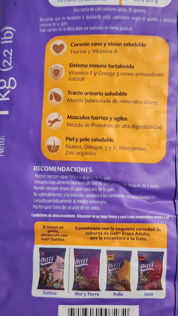 Comida para gatos, Gati pollo, 1kg, 1 kilogramo, gati pollo 2.2lb - Imagen 6