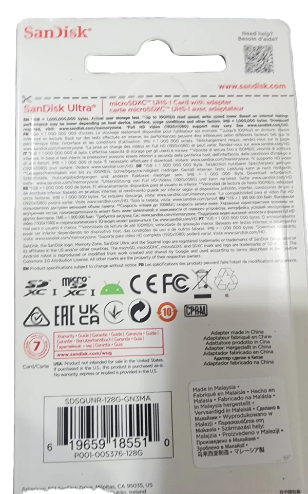microsd sandisk 128gb ultra original