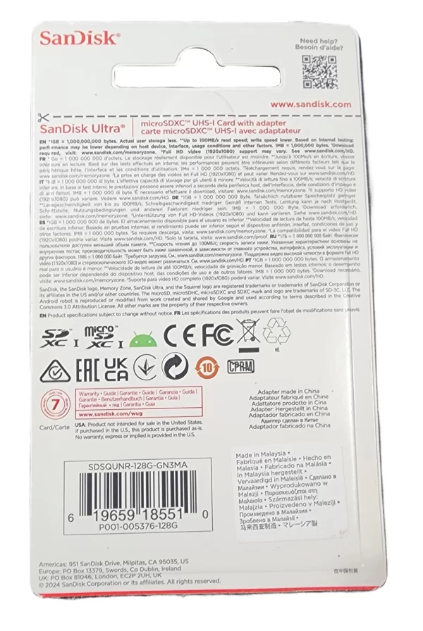 microsd sandisk 128gb ultra original